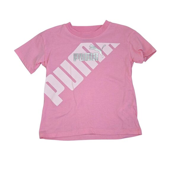 Puma Girls 4 2-Piece Set: Pink T-Shirt & Black Shorts 4166 - Picture 3 of 13